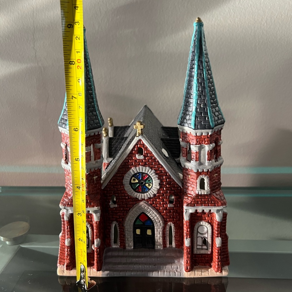 Dickens Keepsake Red and Gray Ceramic Church & Light